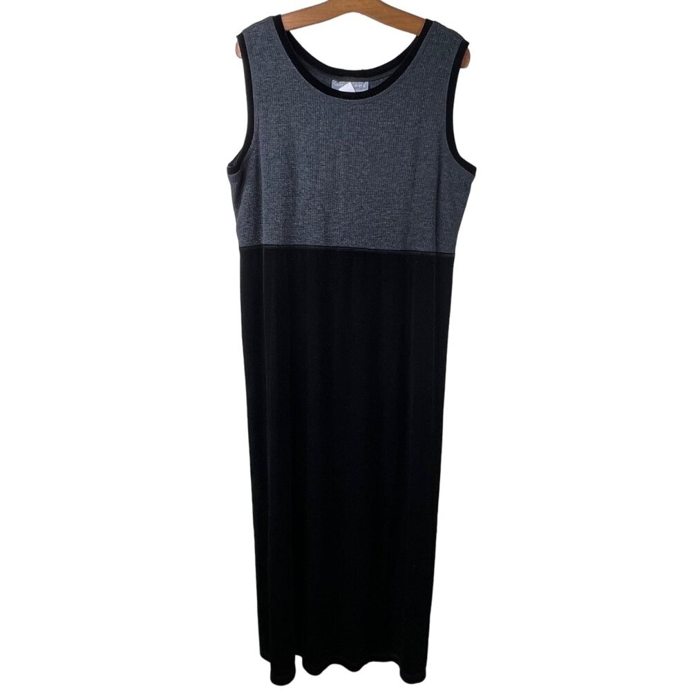 Y2K Carol Anderson Dress Size 1X California Maxi Sleeveless Knit Velour Teacher